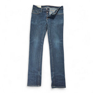 Abercrombie Fitch Jeans Mens 33x32 Blue Dark Wash Super Skinny Denim Button Fly